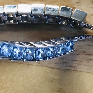 Silver Plated Rhinestone Adjustable Slider bracelet Tennis Princess Stamped PD
